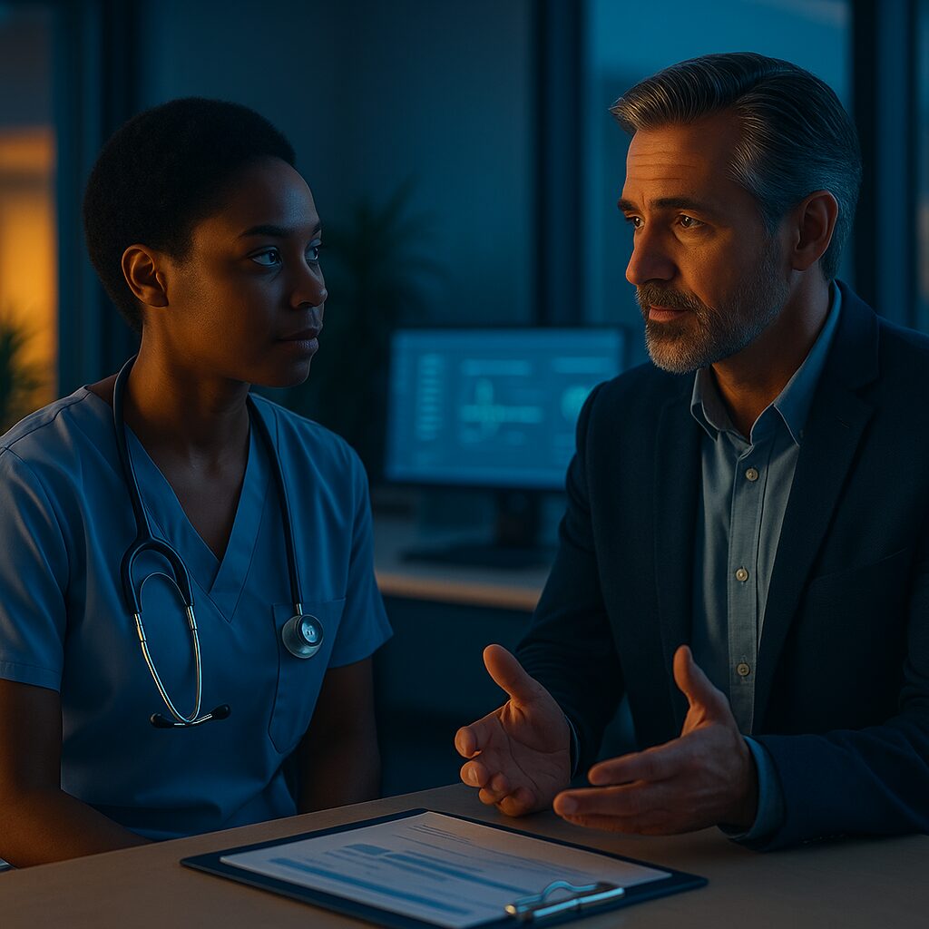 Heathcare IT provider advising a physician